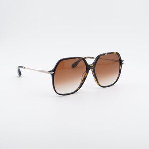 Victoria Beckham VB631S 418 Sunglasses Havana Blue Square Frame, Brown Lenses